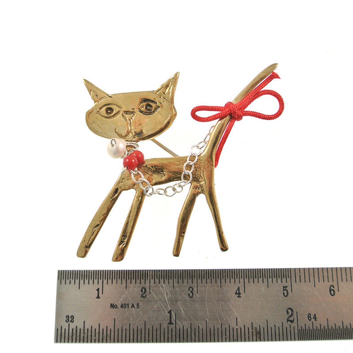 Cat Brooch Kitty Brooche Square pin Cute Cat design Bronze Etsy