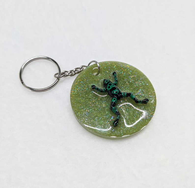 Glitter Cute Green Glitter Dart Frog Bag Keychain Resin