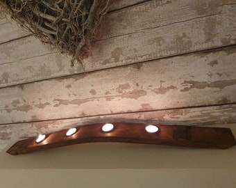 Vega Rustic Wine Barrel Stave Reclaimed Wood & Rust Metal Chandelier with Candle Light Vega Rustic Wine Barrel Stave Reclaimed Wood & Rust Metal Chandelier with Candle Light