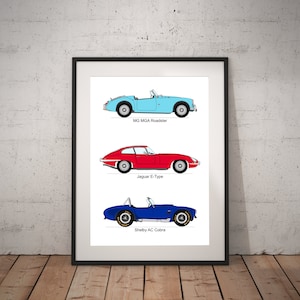 1960s Classic Sports Car Print (A4)