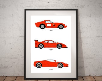 Ferrari 'Through the ages' - Print (A4)