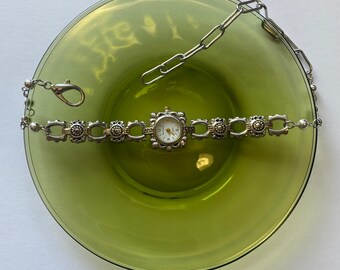 Silver Square Watch Choker