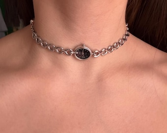 Thin Black Watch Choker