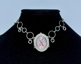 Pink Circles Watch Necklace