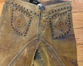 Vintage hip hugger studded jeans