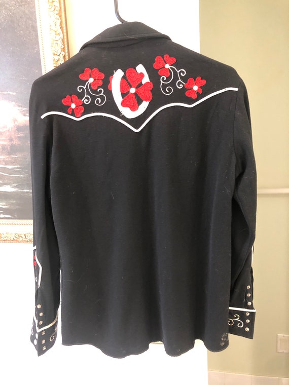 Vintage 70s embroidered wool shirt - image 2