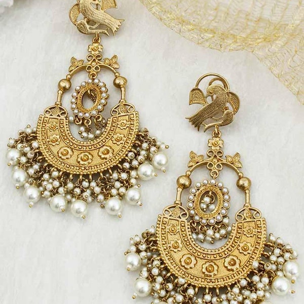 Alia Bhatt Inspired Earrings, Big Jhumka Earrings, Indian Jewelry, Bollywood Inspired, Antique Indian Jhumki, Gold Plated Jewelry