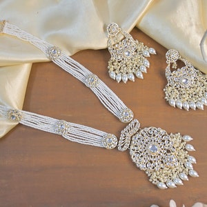Bollywood Style Kundan Raani haar/long Necklace Set/ Indian Jewelry/ High quality kundan Mala Set/ Pearl long necklace/ bridal long Necklace