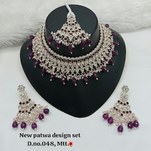 Indian Jewelry Patwa Necklace Set Bollywood Ethnic Necklace Earring Tikka Set Traditional Gold Plated Wedding Jewelry Party Wear Jewelry