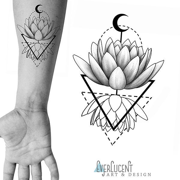 Diseño geométrico del tatuaje del loto plantilla - Etsy España