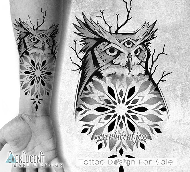 Owl Tattoo Design - Etsy