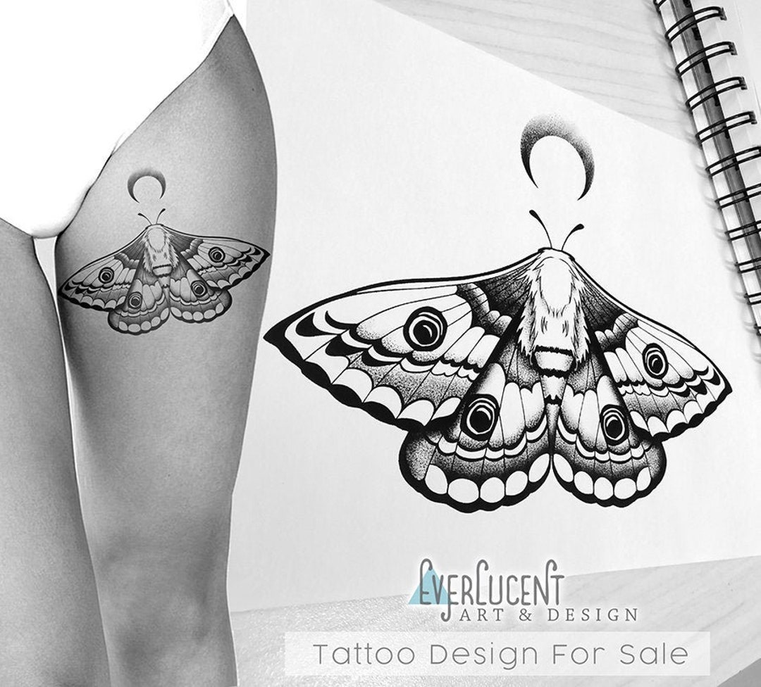 Moon Moth Tattoo Design Stencil - Etsy Moon Moth Tattoo Design Stencil - Etsy