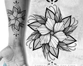 Radial Flower Mandala Tattoo Design + Linework