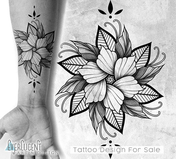 Radial Flower Mandala Tattoo Design Linework - Etsy Radial Flower Mandala Tattoo Design Linework - Etsy