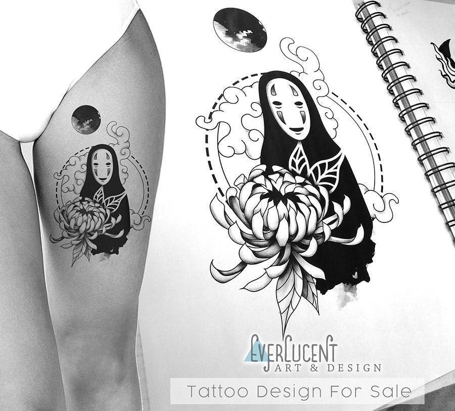 No Face Tattoo Design Stencil Digital Download Etsy