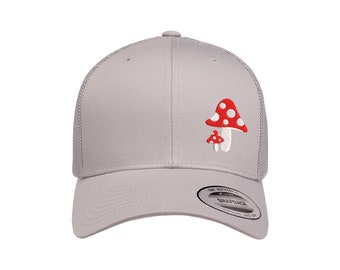 Love Sketches Embroidered Mushroom Trucker Snapback Cap Mesh Back Men and Women