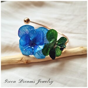 Flowers Resin Bracelet Pressed petals bracelet White hydrangea Braid bracelet Wedding gifts Beautifully bracelet woman accessorie Epoxi gift