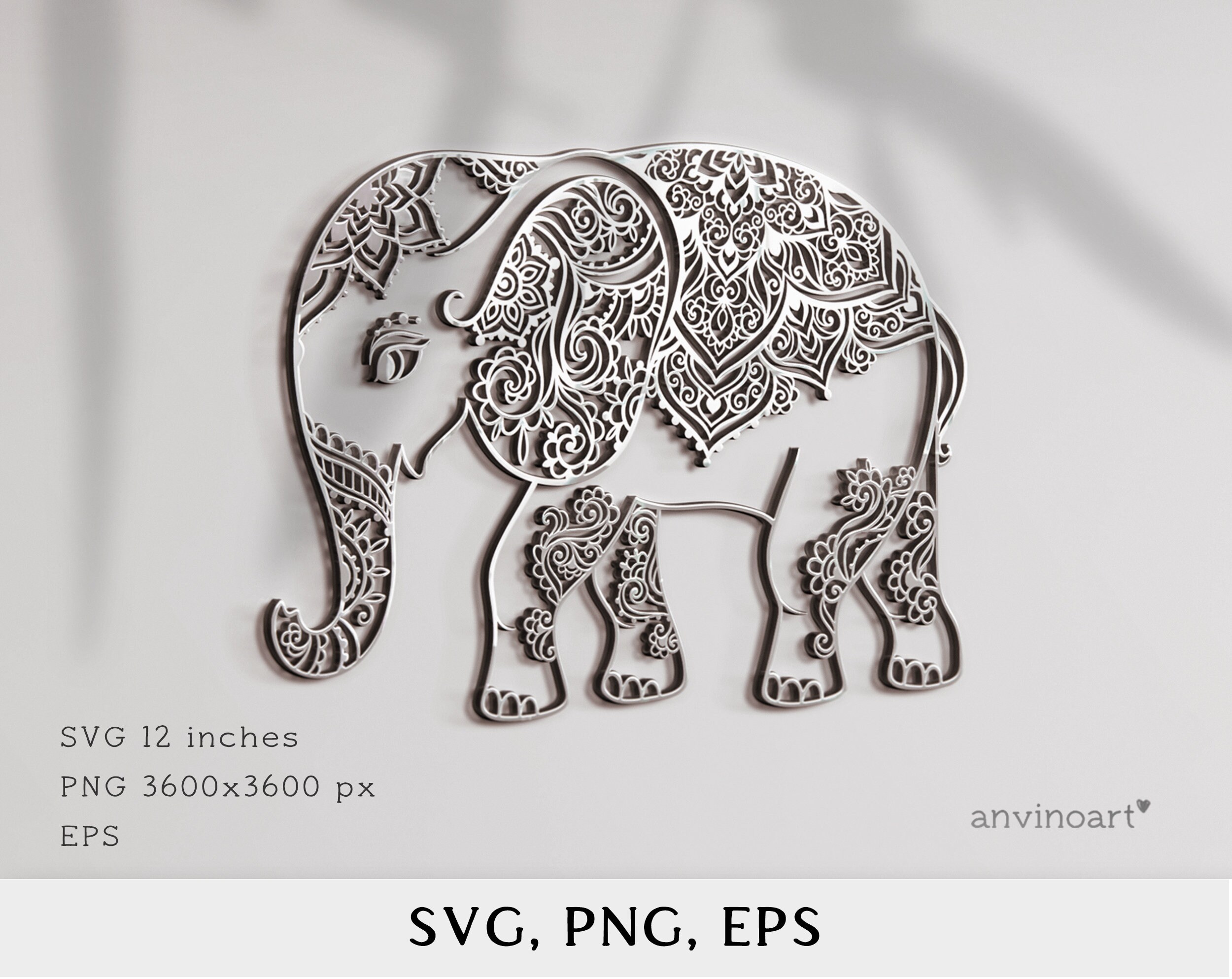 Elephant Svg Baby Elephant SVG Elephant Mandala Svg | Etsy