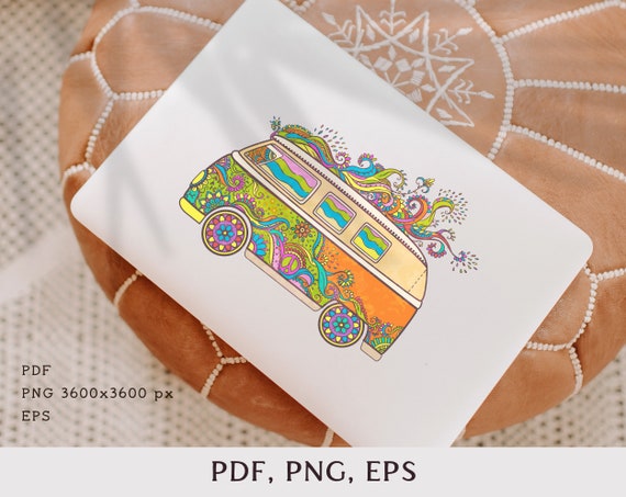 Hippie Clipart, Hippie Car Clipart, Hippy Van Png, Hippie