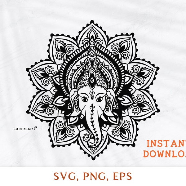 Ganesh svg, Lord Ganesha, Ganesha svg, Digital Cut files for cricut, zen Boho Ganesha, Yoga Svg, zentangle Svg, Paper cutting, Sublimation