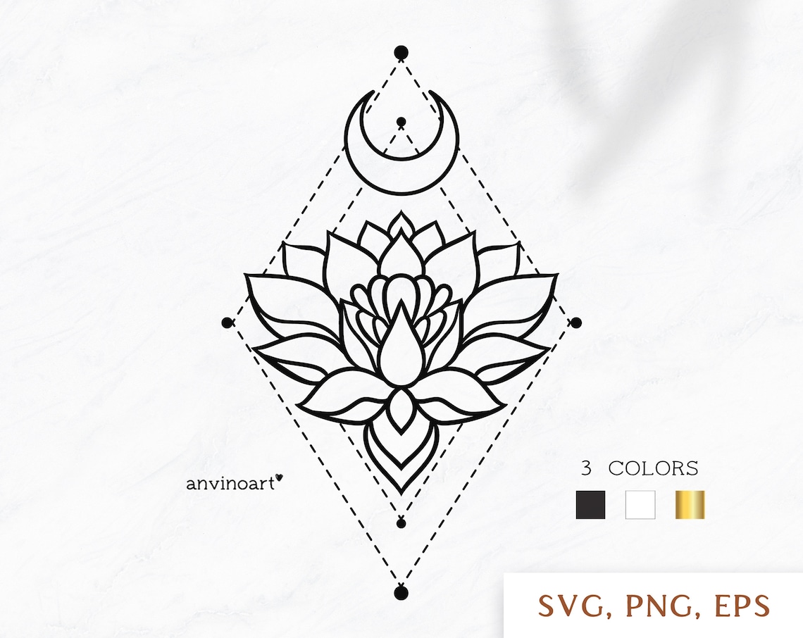 Mandala Svg Moon Lotus Svg Sacred Geometry Lotus Flower - Etsy