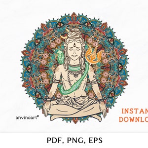 Shiva clipart, Lord Shiva clipart, Shiva Mandala, Shiva clipart digital zentangle Mandala picture vector, Digital Vector Files