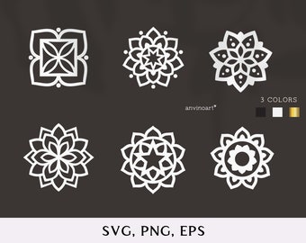 Mandala svg, Mandala logo, Mandalas set, svg cut files for cricut Boho style vector illustration, png clipart cutting files Digital download