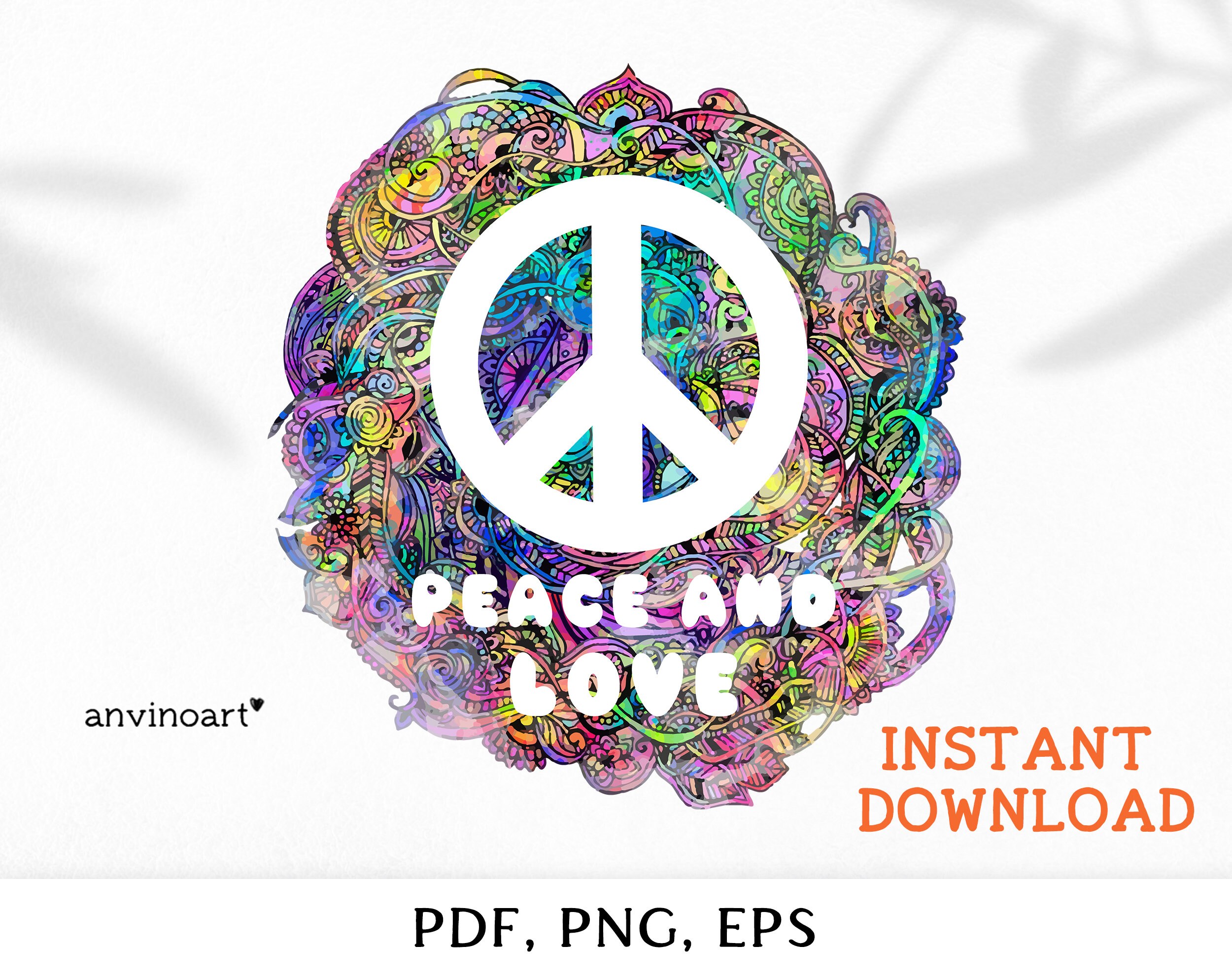 Peace and Love Hippie Eps, Psychedelic Png,hippie Vector