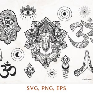 Ganesha svg, namaste svg, om svg, esoteric clipart, namaste svg, meditation png, zentangle, Religious, Mandala svg, SVG Bundle, Boho png art