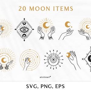 Moon svg, Mystical svg, Mystic bundle svg, Celestial Svg, Magic Svg, Boho svg, Mystic Moon svg, files for Cricut, Sublimation Design art