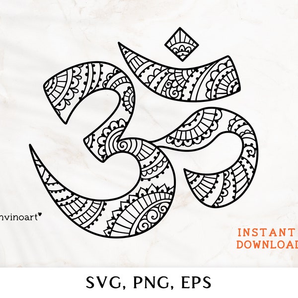 Om, Om svg, Om Symbol SVG, meditation svg  Yoga svg, zen zentangle vector aum symbol Instant Download Boho style