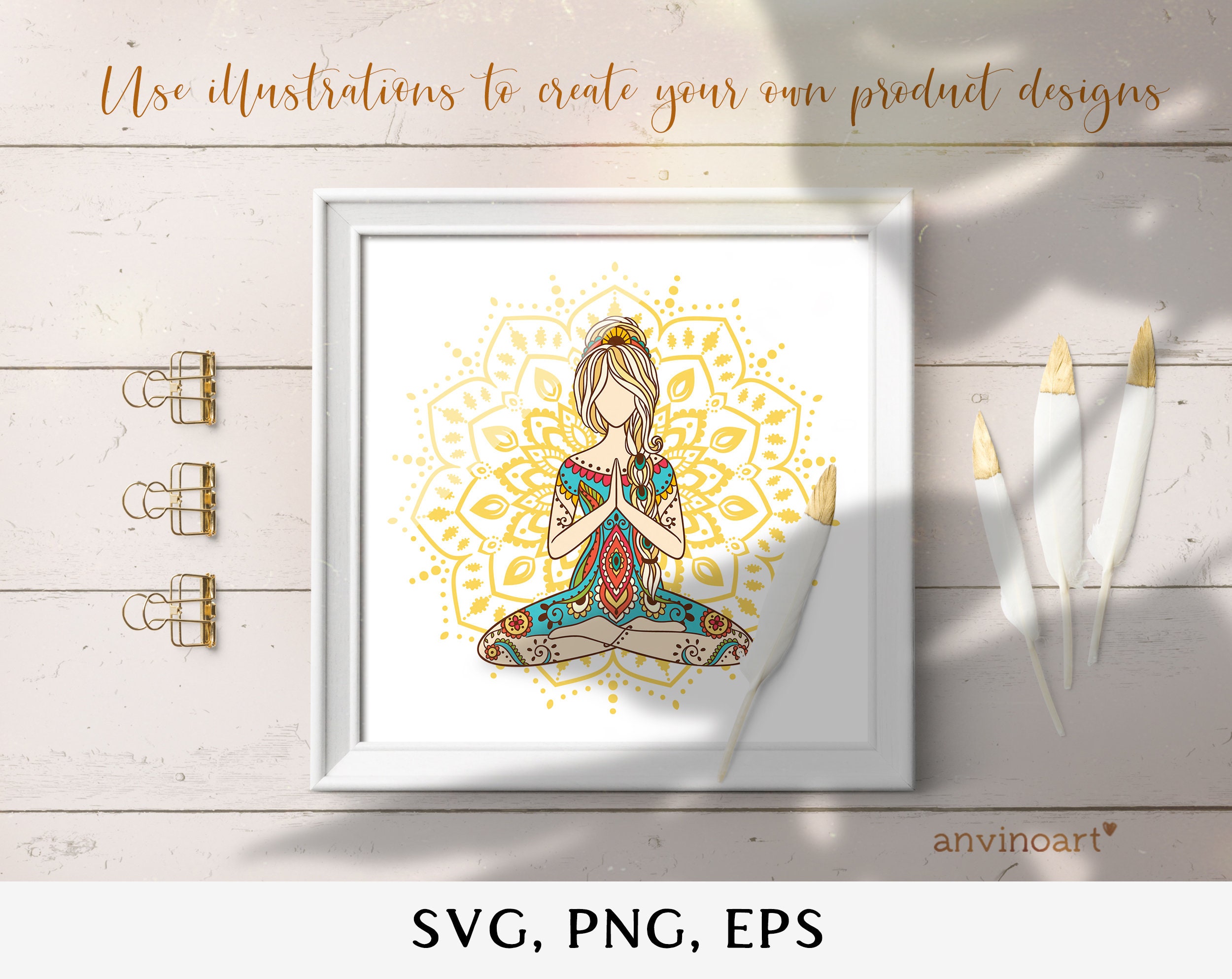 Buy Yoga Mandala Svg, Yoga Svg, Yoga Clipart Png Meditation Lotus