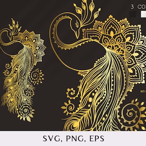 Peacock mandala svg  Peacock svg peacock clipart svg files for cricut, Zentangle SVG, feather svg bird svg. Ornament Boho zentangle vector.