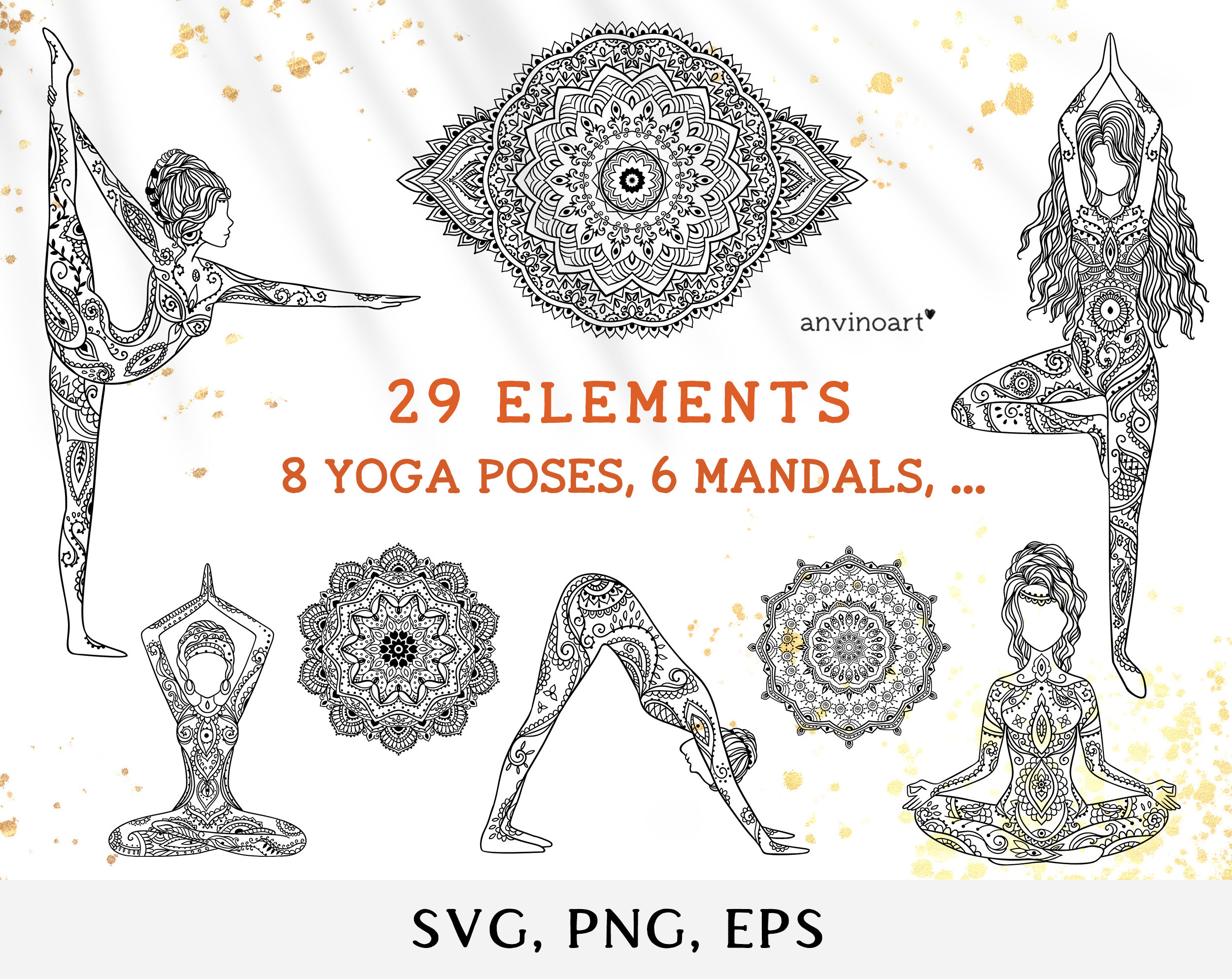 Download Yoga Mandala Svg Yoga Clipart Mandala Clipart Set Yoga Pose Etsy