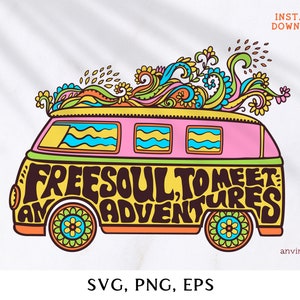 Hippie Van Svg Hippie svg, Trippy  hippy svg, Hippie cricut, hippy van svg hippie van svg, retro svg Van cut file Retro Van, Cricut Svg file