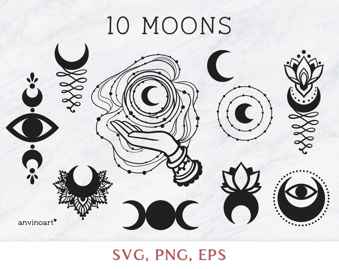 Lua svg, lua crescente svg, lua png clipart, olho clipart Conjunto de ...