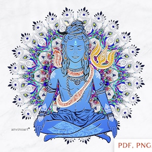 Shiva clipart, Lord Shiva clipart, Shiva Mandala png, digital, zentangle, Mandala peacock vector, Pdf, Eps, Shiva Sublimation