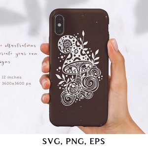 Mushroom svg, magic mushroom svg,  mushroom png, Hippie boho Zenart style, trippy art digital, Psychedelic art, Cricut, Sublimation clipart