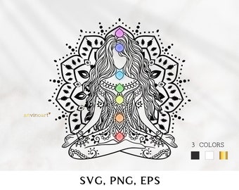 Meditation Yoga svg girl, yoga clipart, yoga mandala svg, yoga vector, Yoga png, svg files for cricut namaste meditation clipart zentangle