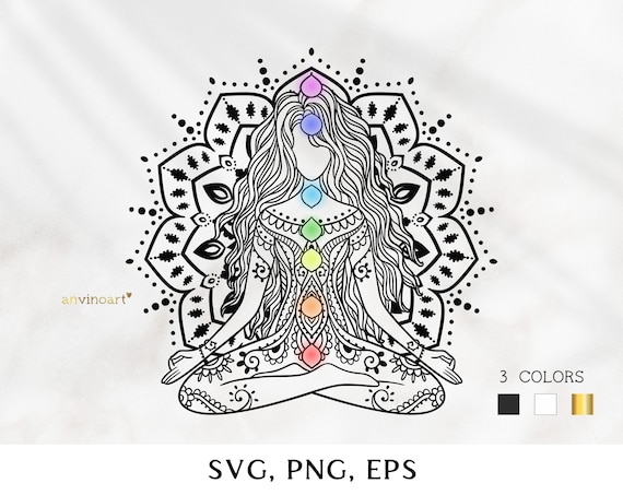 Meditation Yoga Svg Girl, Yoga Clipart, Yoga Mandala Svg, Yoga