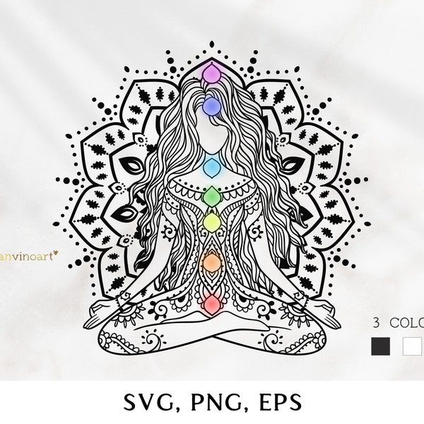 Meditation Yoga svg girl, yoga clipart, yoga mandala svg, yoga vector, Yoga png, svg files for cricut namaste meditation clipart zentangle