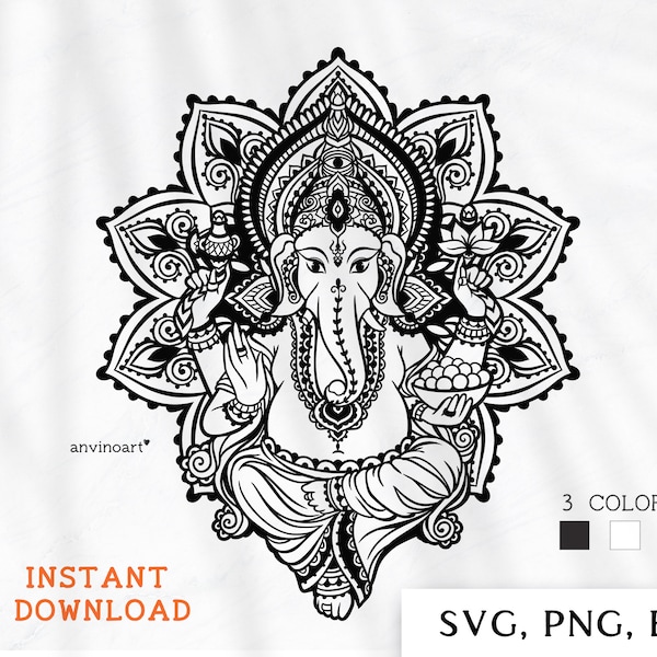 Ganesh svg, Lord Ganesha, Ganesha Mandala svg, Digital Cut files for cricut, zen, Yoga Svg, zentangle Svg, Sublimation, vector, clip art