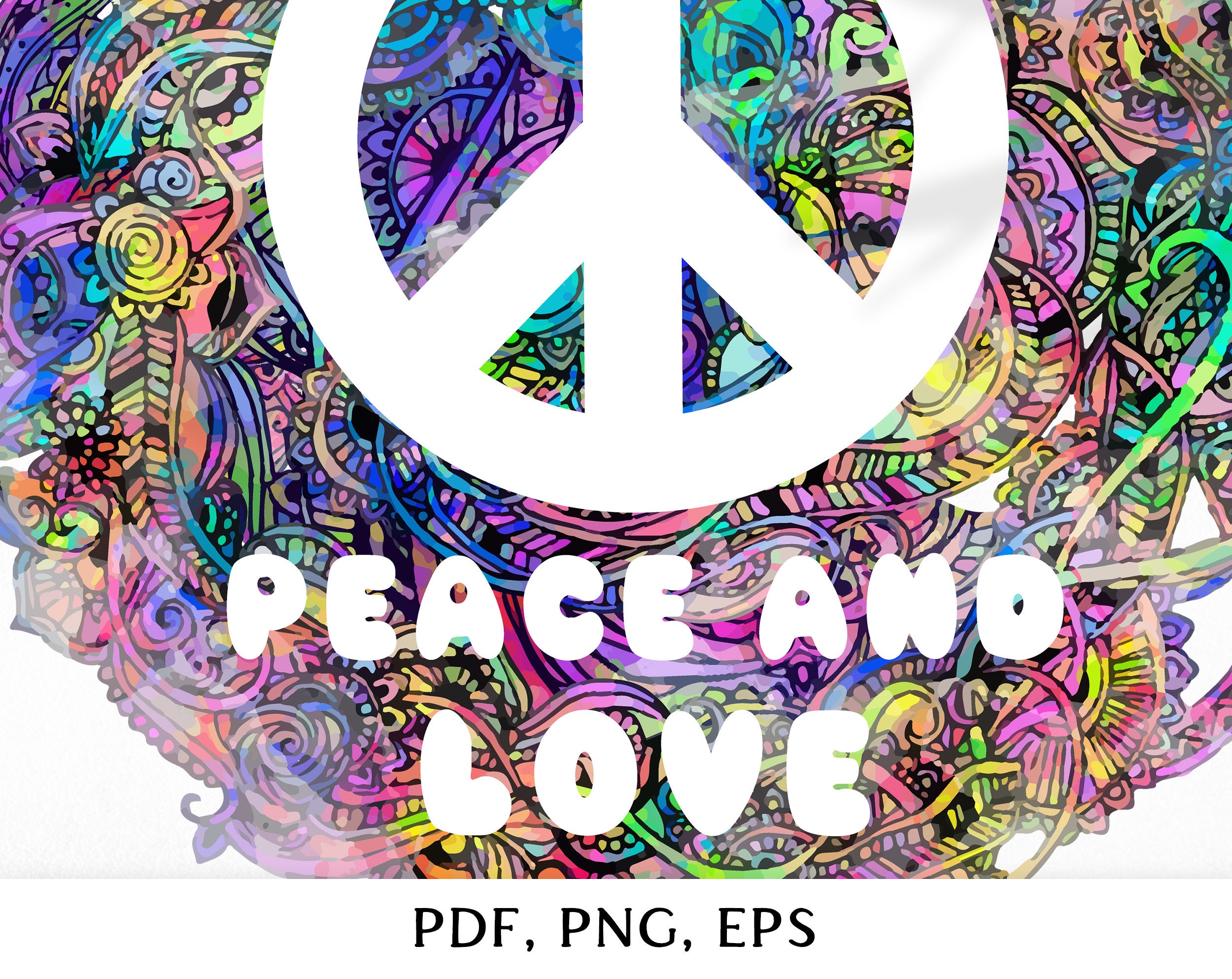 Peace and Love Hippie Eps, Psychedelic Png,hippie Vector