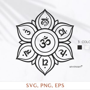 Chakra SVG, Chakra flower, Om, Om svg, yoga svg, meditation svg  Yoga svg, Hippie vector Instant Download Boho style om cut file, om png,