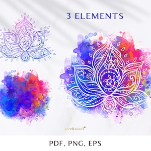 Lotus clipart,  Lotus png, Lotus Flower png, Lotus Clipart, lotus mandala png, clipart zentangle, Boho, Hippie style, vector illustration