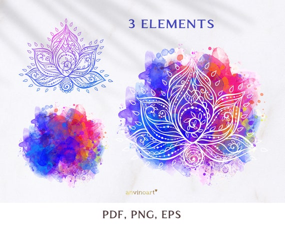 Lotus clipart,  Lotus png, Lotus Flower png, Lotus Clipart, lotus mandala png, clipart zentangle, Boho, Hippie style, vector illustration