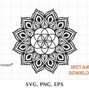 Mandala Blume des Lebens SVG, Blumenmandala SVG, Heilige Geometrie SVG, Yoga SVG Mandala für Cricut Png Eps Vektor Sofortiger Download SVG