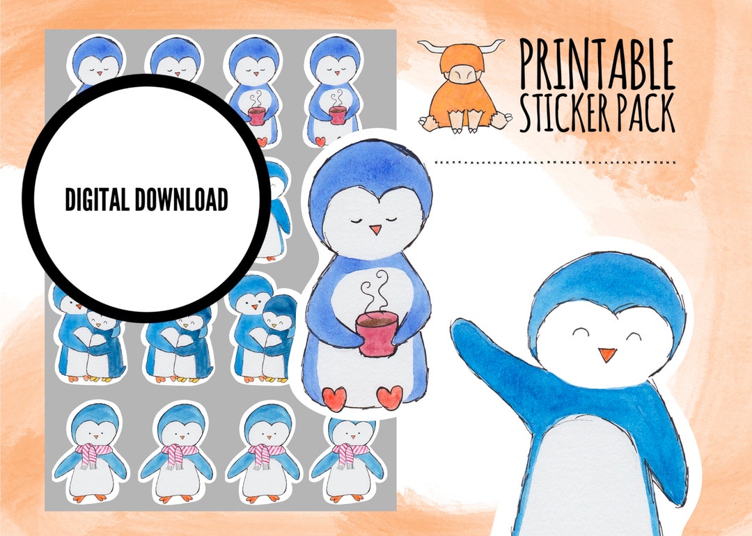 Cute Penguin Sticker Pack | Winter Theme (digital Download) - Etsy