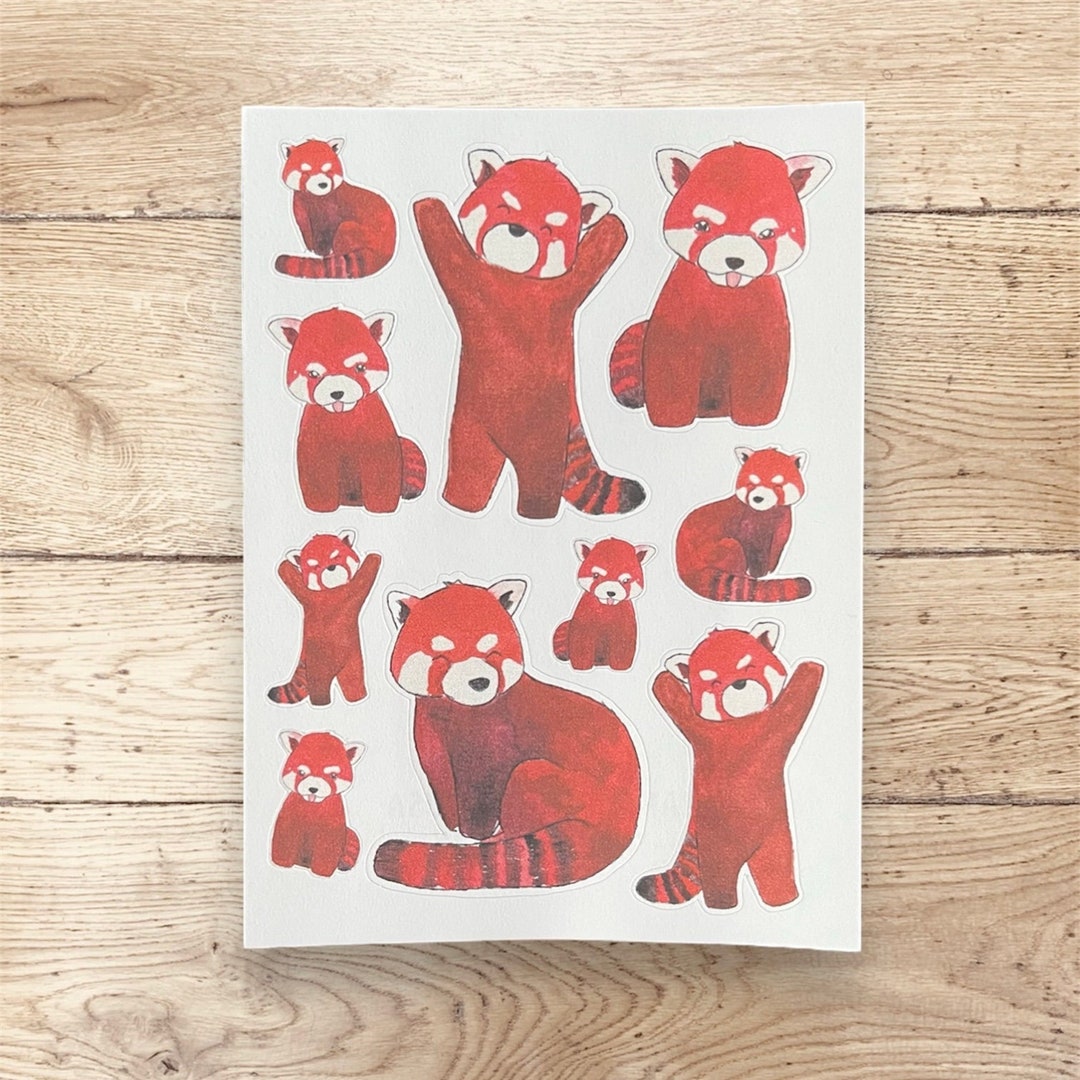 Cute Red Panda Stickers | Matte Sticker Sheet | Red Panda Gift | Gift ...