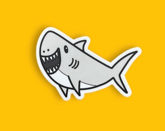 Cute Shark Sticker | Vinyl Great White Shark Stickers for water bottle, laptop, and more | Shark gift